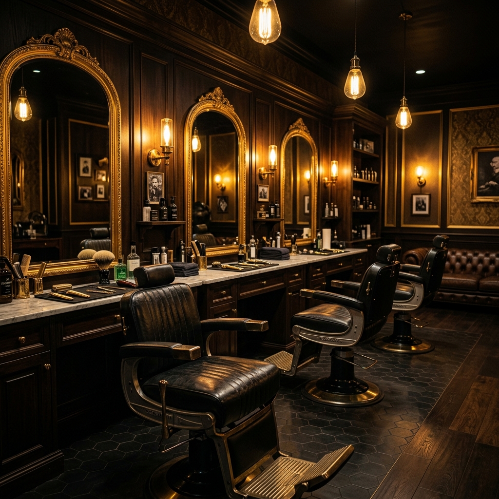 Interior de barbería premium Ricardo Haircuts